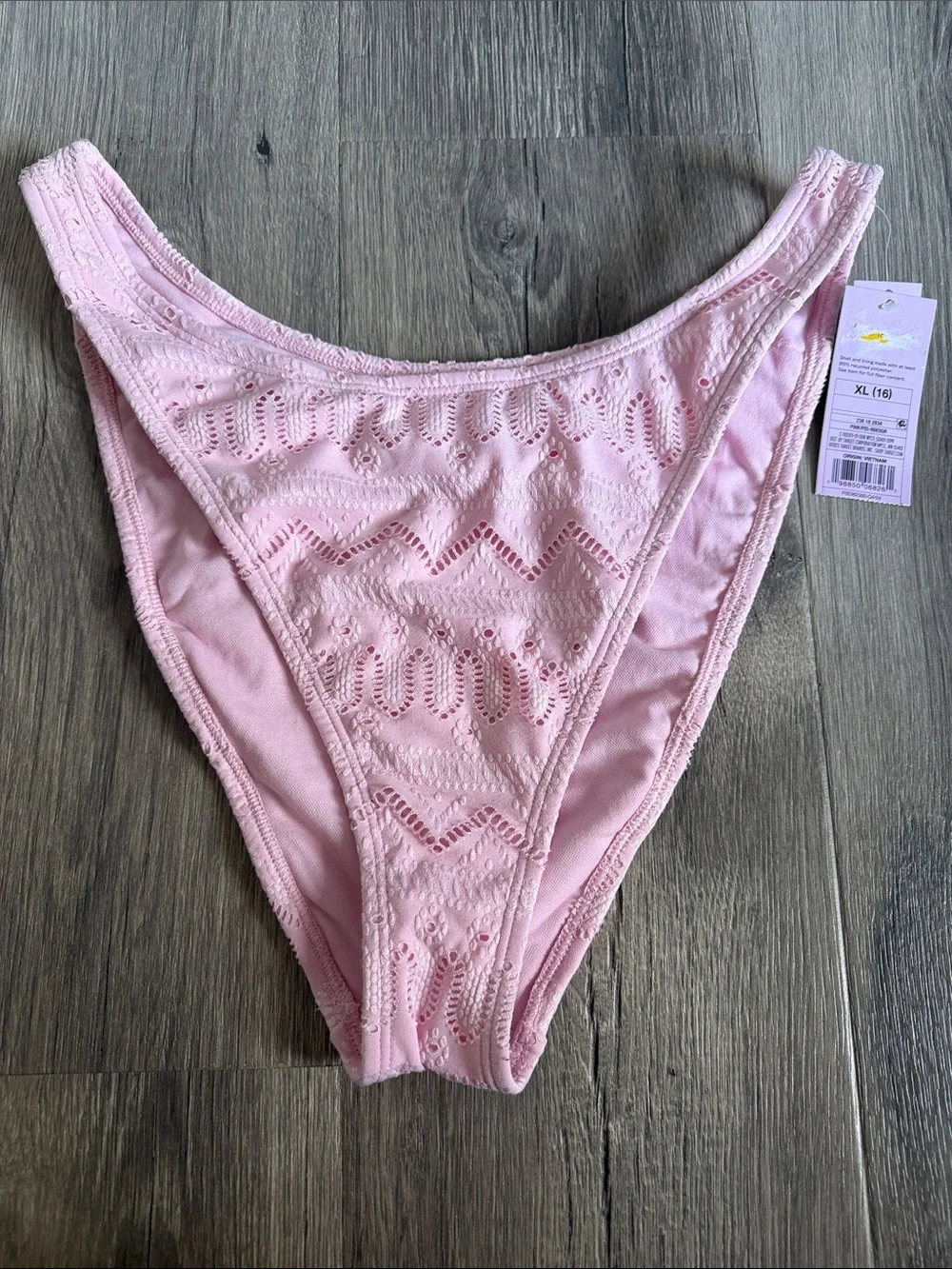 Pink Crochet Bikini Bottom & Yellow Floral High-Cut Bikini Bottom - Two-Pack